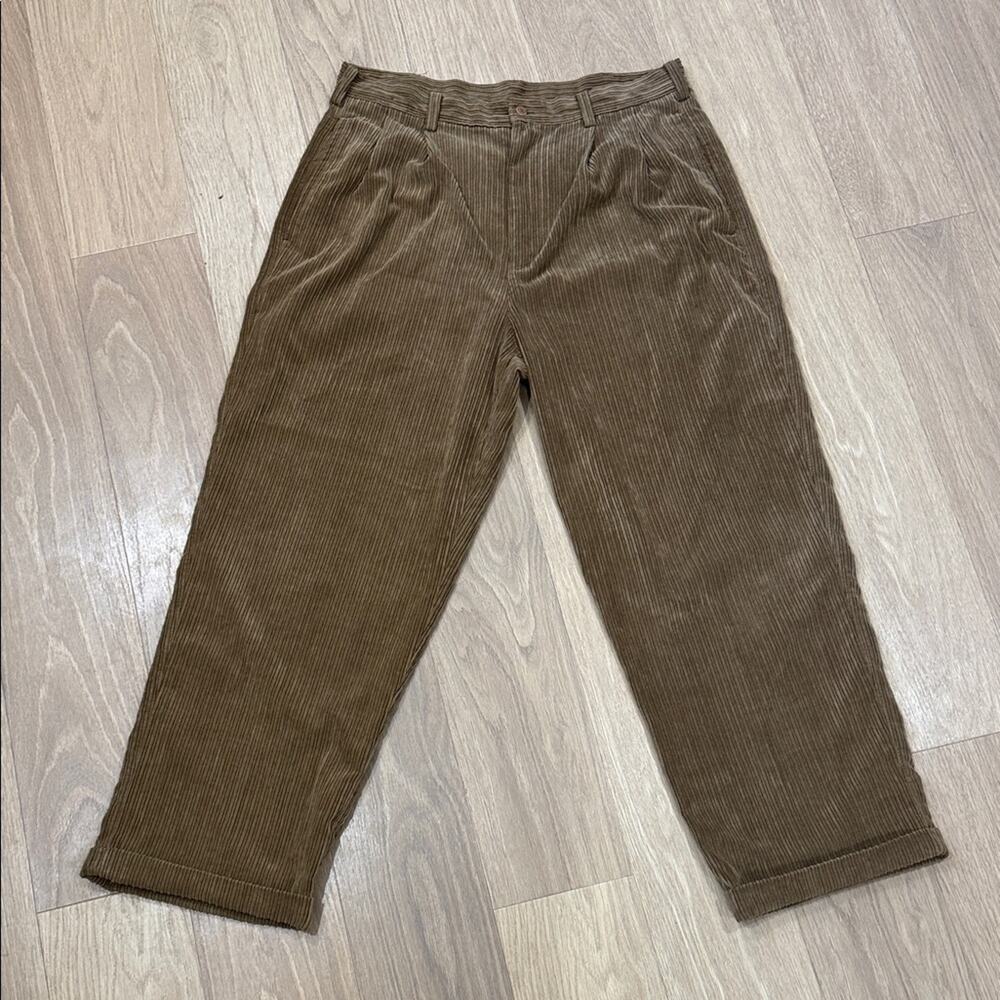 Cellangino Men's Tan Pleated Corduroy Pants Size XL - ALTERED